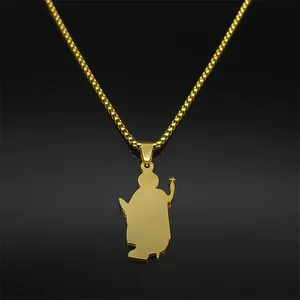 Brushed gold pendant necklace featuring a portrait silhouette on a fine ball chain