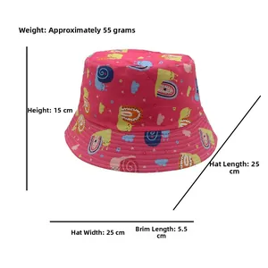 Pink kids sun hat featuring dimensions: 15cm height, 25cm width, and 5.5cm brim detail
