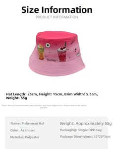 Spécifications de taille pour chapeau de soleil enfant dégradé rose avec motifs