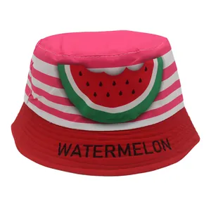Kinder Cartoon Wassermelone Wal Bedruckter Anglerhut Polyester Breite Krempe Sommer Sonnenschutz Outdoor Strandhut Für Jungen Mädchen