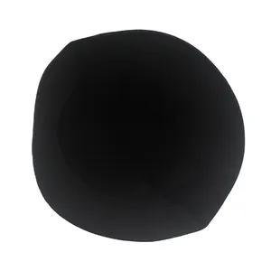 Detail view of the black bucket hat interior construction and fine brim stitching