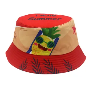 Chapeau bob enfant bicolore avec imprimé ananas Hello Summer pour protection solaire