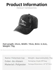 Detail of washed dark grey baseball cap with dinosaur embroidery and distressed finish