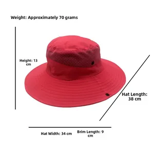 Dimensioni del cappello da pesca con tesa di 9cm e rete traspirante in nylon rosso