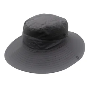 Cappello da sole grigio scuro con rete traspirante e tesa larga per pesca e outdoor