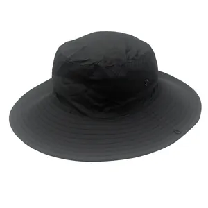 Cappello da sole nero traspirante con tesa larga e rete per outdoor e pesca