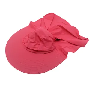Détail du chapeau de soleil à large bord avec protège-nuque et cordon réglable