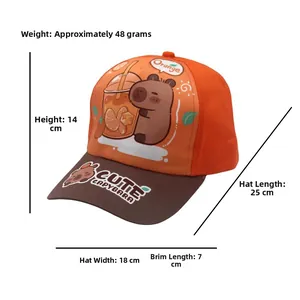 Tableau des tailles pour casquette capybara enfant orange avec mesures précises détaillées