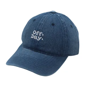 Casquette de baseball en jean bleu foncé avec broderie blanche Off Day élégante