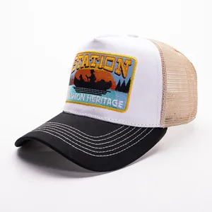 Vintage STATION embroidered mesh trucker hat with sunset patch and breathable fabric
