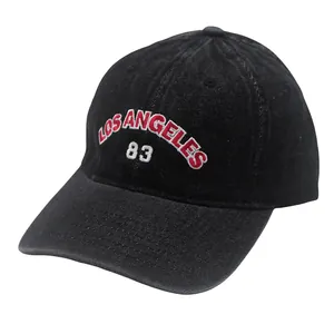 Washed dark grey baseball cap with red Los Angeles embroidery and white 83 number