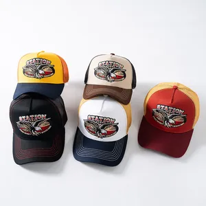 Casquette Trucker Brodée Aigle Vintage Américain Filet Respirant Casquette De Baseball Chapeau De Soleil Décontracté Pour Hommes Et Femmes