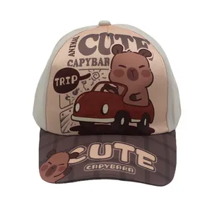 Gorra de béisbol Capybara para niños con estampado de dibujos y malla transpirable