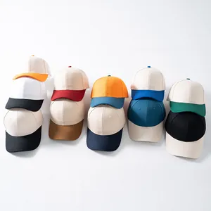 Hoge Kwaliteit Patchwork Katoenen Honkbalpet Voor Heren Dames Verstelbare Zes Panel Zonbescherming Buiten Contrast Kleur Pet Sport