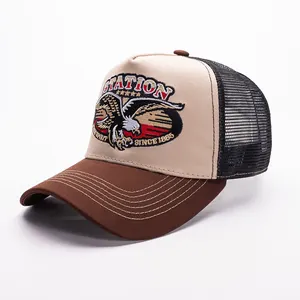 Casquette trucker rétro avec broderie aigle, arrière en filet et sangle réglable