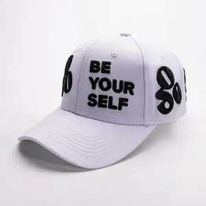 Casquette de baseball en coton lilas avec broderie 3D noire Be Your Self