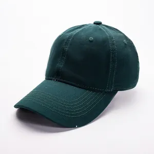 Classic dark green cotton baseball cap with six-panel design and curved brim