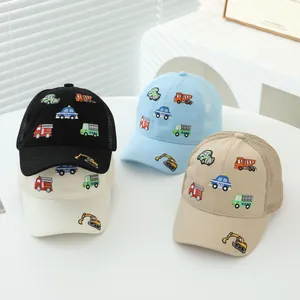 Casquette de Baseball en Maille avec Broderie de Voiture de Dessin Animé pour Enfants Casquette Trucker Respirante pour Garçons Filles Extérieur