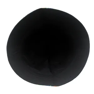 Detailed close-up of the black fabric interior and durable stitching of the bucket hat