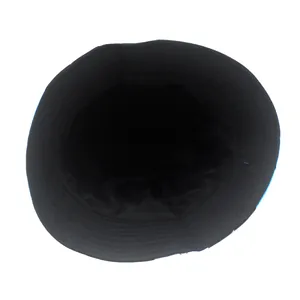 Top-down view of black cotton bucket hat with a wide brim for sun protection and outdoor wear