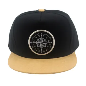 Compass Patch Embroidery Flat Brim Baseball Cap Snapback Hat For Men Women Outdoor Hip Hop Streetwear Adjustable Polyester