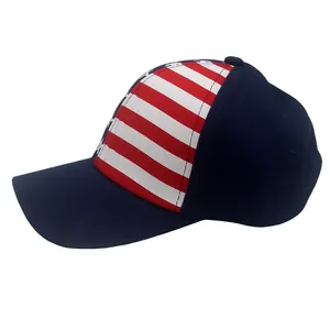 Detailed side view of baseball cap featuring American flag stars and stripes pattern