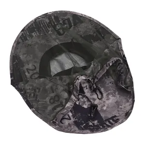 Outdoor camouflage mosquito hat with green mesh face protection for fishing and hiking
