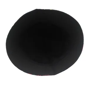 Detail view of the black inner lining and reinforced stitching of the printed bucket hat
