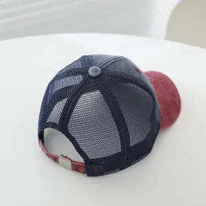 Retro Boston style kids baseball cap with breathable mesh and adjustable metal buckle