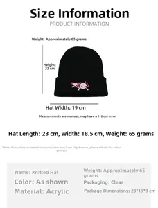 Tabla de tallas con altura 23cm y ancho 19cm para el gorro con bordado de ajolote