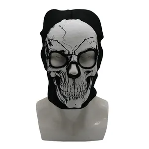 Halloween Skull Knitted Balaclava Full Face Mask Winter Warm Windproof Ghost Face Luminous Beanie Hat For Men Women Party