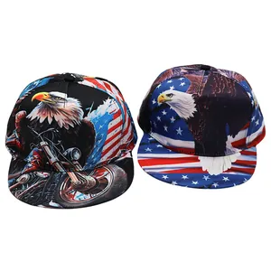 Cappellini da baseball hip hop con bandiera americana e stampa di aquila calva