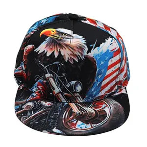Cappello snapback a tesa piatta con bandiera USA e aquila per il Giorno dell'Indipendenza