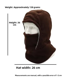 Detailed size specifications for thermal winter balaclava with warm fleece lining and dimensions