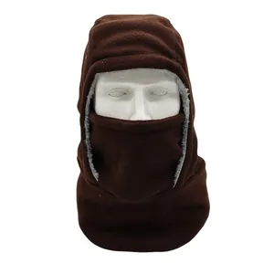 Detail showing the thick grey fleece lining and soft brown fabric for winter warmth