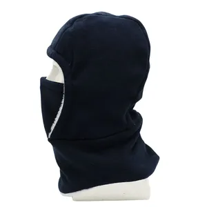 Detail of fleece-lined windproof balaclava for winter cycling with white faux fur lining