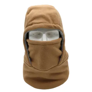 Detail of fleece-lined winter hood with integrated face mask for thermal protection
