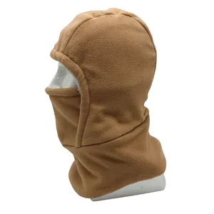 Detail of fleece balaclava texture with snug face cover for winter wind protection