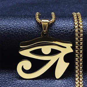 Ancient Egyptian Eye Of Horus Pendant Necklace Stainless Steel Pharaoh Protection Symbol Jewelry For Men Women Unisex Accessory