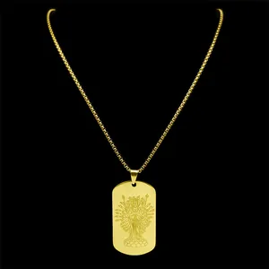 Golden 18k plated stainless steel necklace with Avalokitesvara Buddha pendant on black background