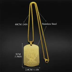 Golden Thousand Hands Buddha stainless steel pendant necklace with 24 inch chain