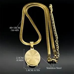 Gold stainless steel St. Jude pendant with snake chain, featuring a religious medallion.