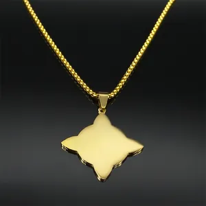 Poliertes Gold-Edelstahl-Halskette mit vierzackigem Sternanhänger und Fuchsschwanzkette