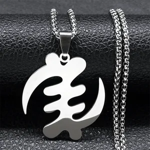 Κολιέ Με Μενταγιόν Σύμβολο Adinkra Gye Nyame Δυτικής Αφρικής Κοσμήματα Από Ανοξείδωτο Ατσάλι Έθνικ Αλυσίδα Box Για Άνδρες Γυναίκες