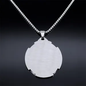 Polished Saint Michael archangel necklace with brushed stainless steel pendant for men