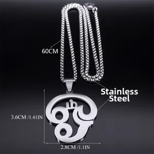 Collier pendentif symbole Om tamoul en acier inoxydable avec chaîne de 60 cm