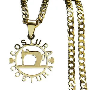 Collana in acciaio inossidabile dorato con ciondolo macchina da cucire Costura e catena