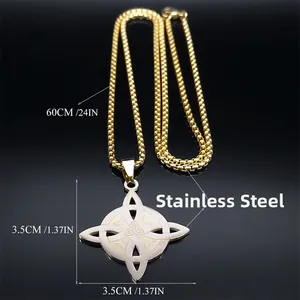 Gold Celtic knot moon necklace in stainless steel with 24-inch chain for women