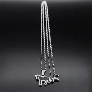 Elegant silver stainless steel necklace featuring a minimalist unicorn silhouette pendant