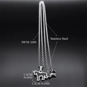 Polished stainless steel horse silhouette pendant necklace set with fine silver-tone chain